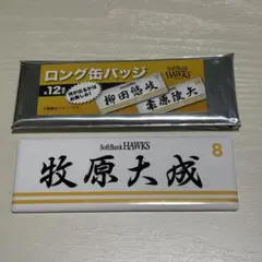 牧原大成　ロング缶バッジ 福岡ソフトバンクホークス タカポイント交換