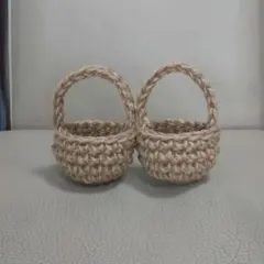 麻の小物入れ(ミニかご2個セット)
