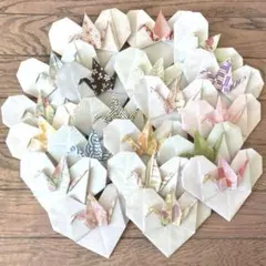 折り紙 ハート 鶴 お正月 飾り メッセージカード ハンドメイド