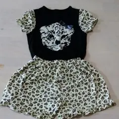 さらに値下げしました！ヒョウ柄Tシャツ・キュロットセット(130センチ)