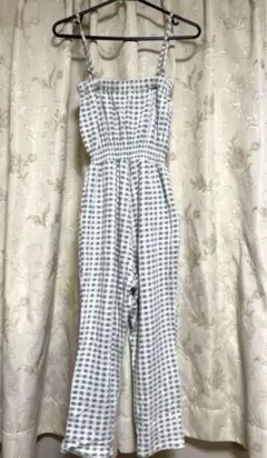 ジェラートピケ　ホワイトグレー チェック柄 ルームウェア