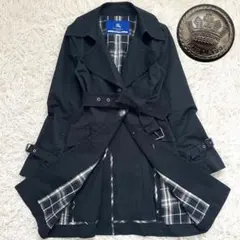 バーバリー トレンチコート ノバチェック ベルト付 ブラック メタルボタン M