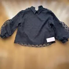 唯様専用 お値下げ　新品タグ付き　 黒 ドット柄 シースルー袖 ブラウス F