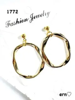 1772 ゴールド　ひねり　フープ　ピアス　イヤリング　ハンドメイド