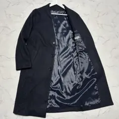 美品　希少　シップスSHIPS ノーカラーチェスターコート　ネイビー　S