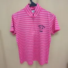 adidas ゴルフシャツ L ピンク ストライプ