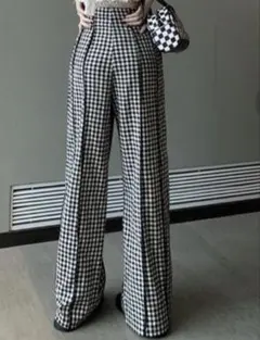 ギンガムチェック ワイドパンツ