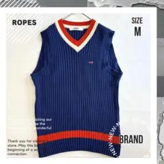 好配色　【ロープス】　定番カラー　　ワンポイント　チルデンニットベスト