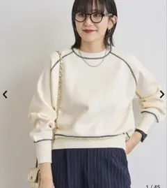 coen 配色ステッチスウェットライクニット