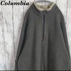【USED】Columbia コロンビア　ニット　ハーフジップ　刺繍ロゴ　XL