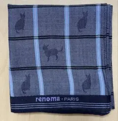 renoma PARIS ハンカチ 猫柄 チェック ブルーのサムネイル