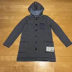 ストライプ フード付き ロングパーカー