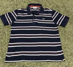 LACOSTE ストライプ ネイビー　ポロシャツ 3