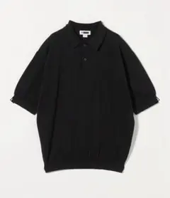 H BEAUTY&YOUTHブラック Lサイズ ガスコットン ポロカラーニット