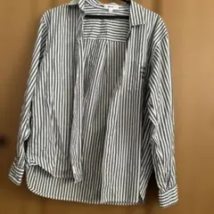 ニコアンド　グリーンストライプシャツ　Lsize