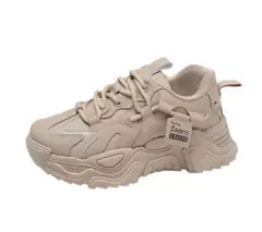 美品　厚底スニーカー ダッドシューズ　23.5cm ベージュ　ピンクベージュ