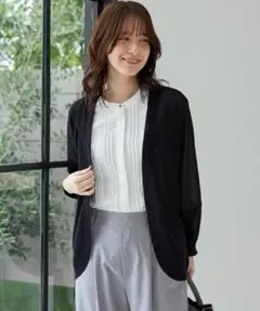 Honeys ６分袖ピンタックブラウス 白