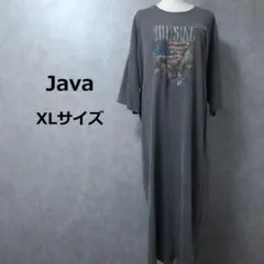 Java ヴィンテージ風 イーグルプリント Tシャツワンピース スリットXL