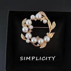 パール リース型 ゴールド 高見え セレモニー パールブローチ