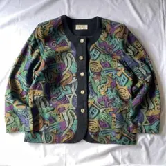 希少 00s 総柄 レトロ ジャケット Y2K 平成 vintage 古着