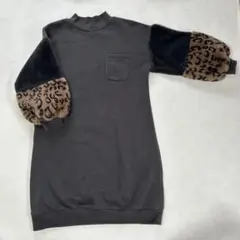 BREEZE 女の子　ワンピース　140 袖ファー　裏起毛　グレー