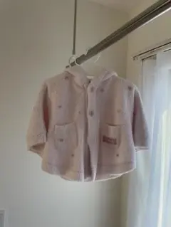 ジェラートピケ　ベビーポンチョ80cm ピンクドット柄