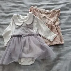cottoli チュチュ付きワンピース(ロンパース)とピンクワンピース2点セット