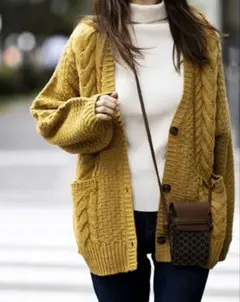 シューラルー SHOO・LA・RUE カーディガン ケーブルニットアクリル美品