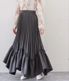 archives イレヘムプリーツティアードスカート チャコールグレー