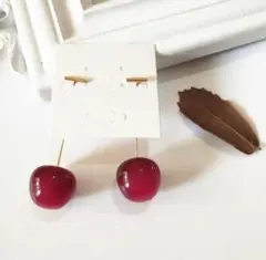 【462】 桜桃　ブラックチェリー　さくらんぼ　ピアス　イヤリング