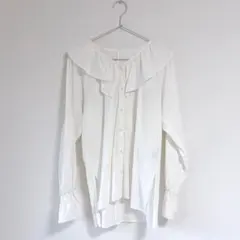 LOWRYSFARM ホワイトフリル襟 長袖シャツ