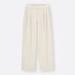 【美品】GU ジーユー タックワイドパンツ ナチュラル スラックス ワイドパンツ