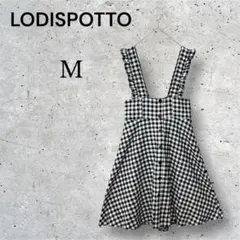 ロディスポット レイヤードフロントボタンチェックフレアワンピース サロペ 総柄