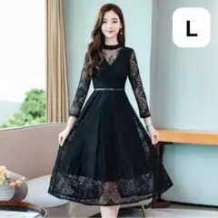 2/25まで値下げ ワンピース 卒業式 入学式 結婚式 パーティー ブラック Ｌ