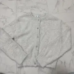 S シャイニークルーネックカーディガン 白 カーディガン GU