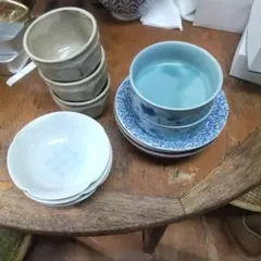 食器セット 白と青 陶器 6点