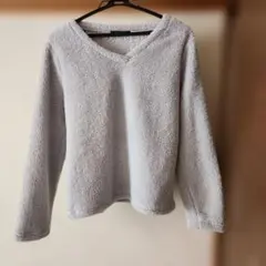 【未使用】グレー Vネック フリースセーター　L