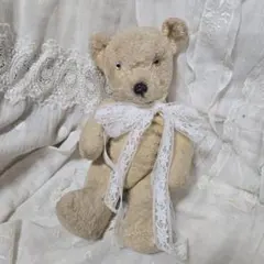 マニー テディベア アイボリー レース刺繍 ヴィンテージ インテリア