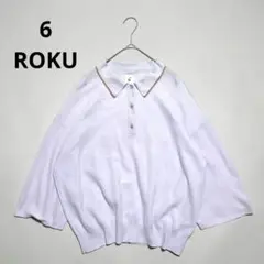 6(ROKU)コットン ナイロン ボーダー ポロニット ショートスリーブ
