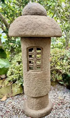 [천연석, 표지판 석등, 츠보 가든 랜턴, 오픈 가든 랜턴] 정원 석재 오브제 인형, 상자 정원 장식품, 석재 조경