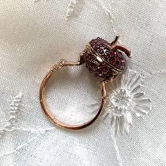 白雪姫 りんごのリング 指輪 林檎 小物入れ ゴールド アンティークレトロ上品❷