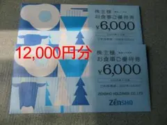 最新 ゼンショー 株主優待券 12,000円分 2026年12月末まで すき家のサムネイル