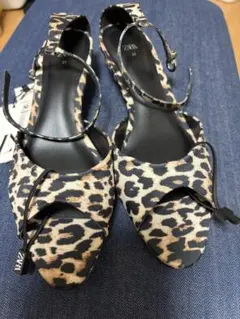 ZARA ヒョウ柄 オープントゥサンダル