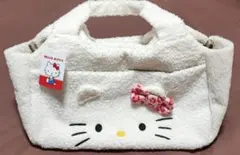 HELLO KITTY バッグ ホワイト　ヒョウ柄ピンクリボン