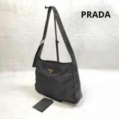プラダ ショルダーバッグ 三角ロゴ プレート レザー ナイロン ブラック
