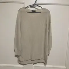 7-IDconcept. ベージュリブ編み長袖ニット