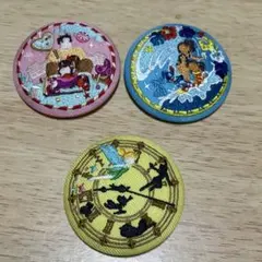 ディズニー 刺繍缶バッジ 3点セット　モアナ　ピーターパン　シュガーラッシュ