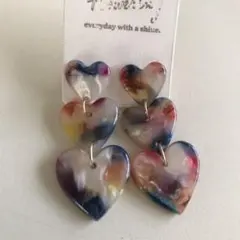 ハート3連ピアス　新品