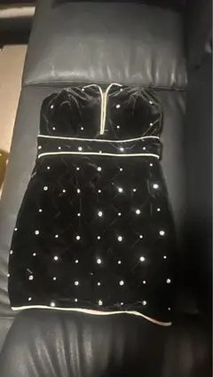 Dazzy キルティングベロアビューフロントジップタイトミニドレス s