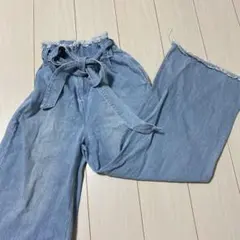 デニム　パンツ　レディース　後ろポケットなし　リボンのサムネイル
